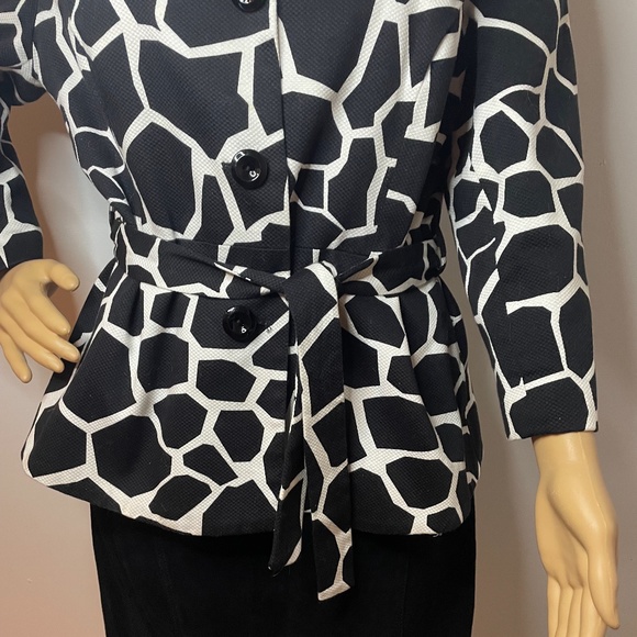 Vintage black white mod graphic belt sixties coat! - Picture 5 of 13